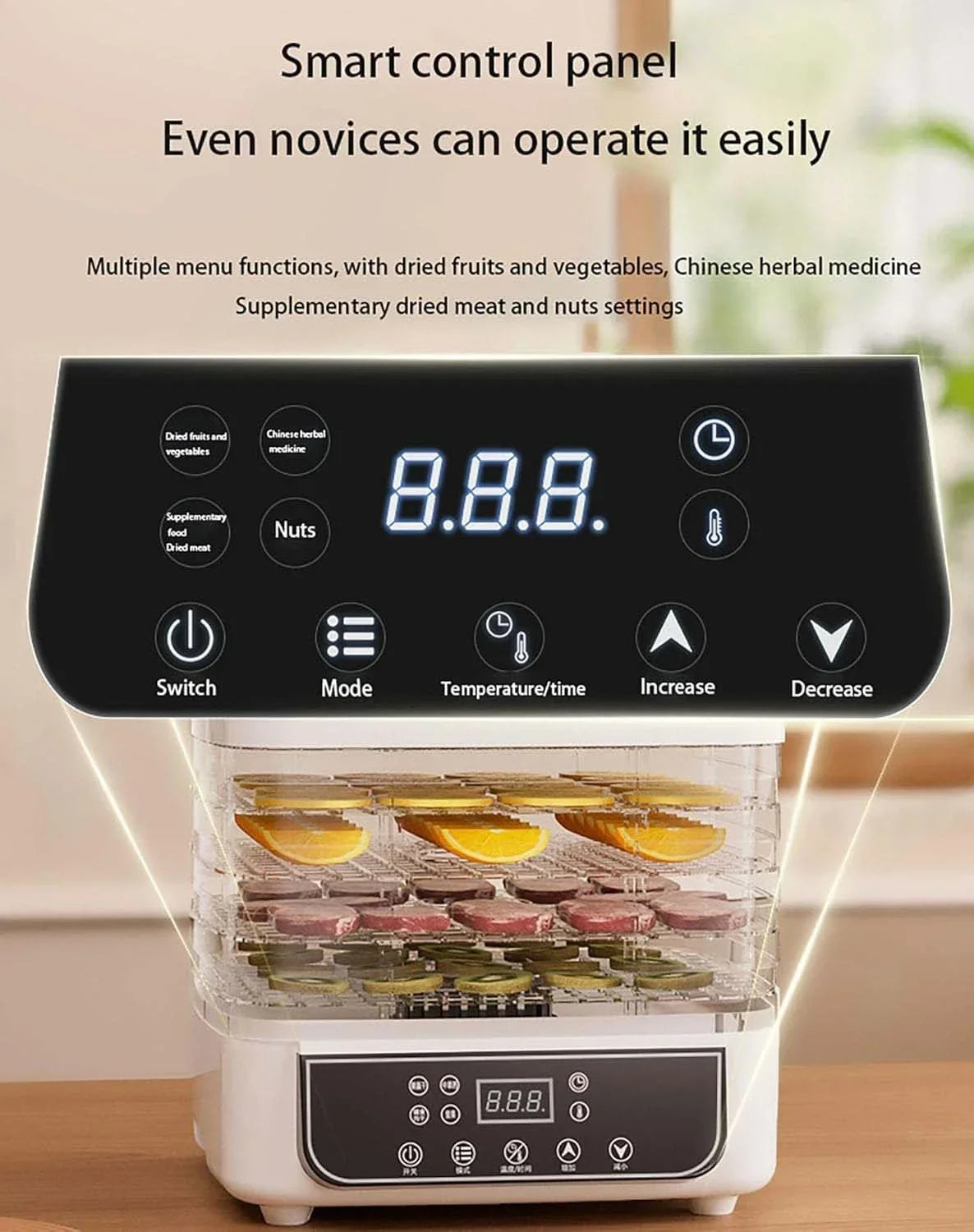 5-Layer Household Dry Fruit Machine Food Dryer Fruit Vegetable Snack Freeze-Drying Machine Adjustable Temperature Touch Control