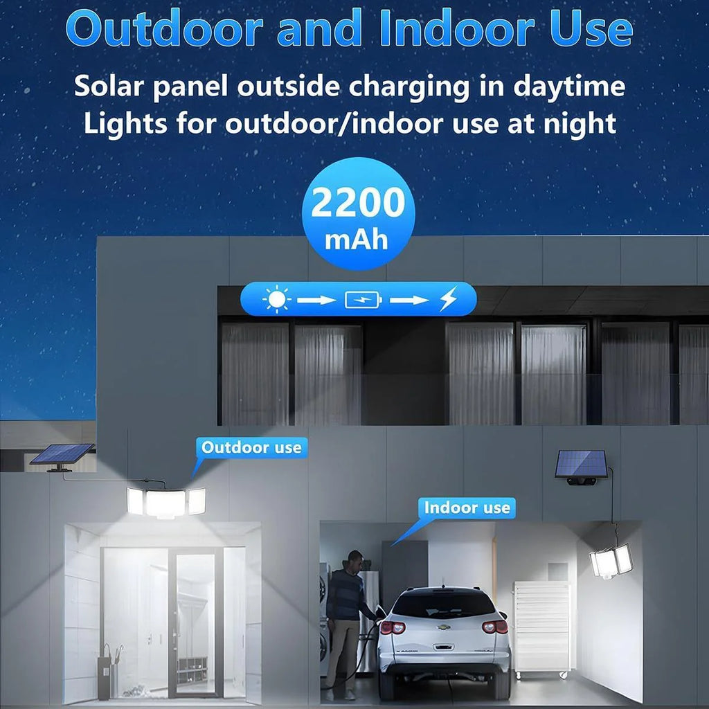 1-Pack Outdoor Solar Light 348-LED Motion Sensor Light with Remote Control 3-Head, Waterproof