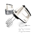 Hand Mixer Electric, 6 Speed & Turbo Mixer Electric Handheld, Snap-On Storage Case,5 Stainless Steel Accessories for Whipping, Mixing Cookies, Brownie, Cakes, Dough Batters, White