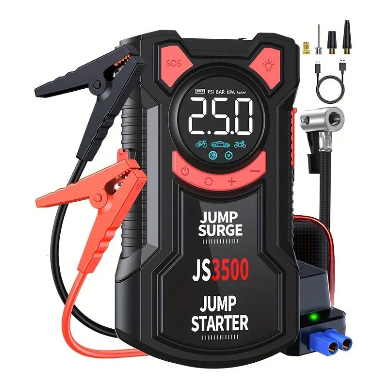 5-In-1 Jump Starter with Air Pump 3000A Peak Starter Box 150PSI Battery Pack with Digital Tire Inflator Car Battery Jump Starter