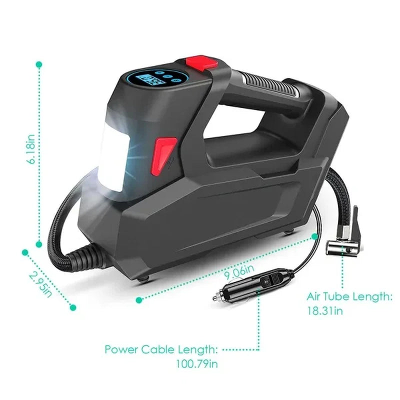Portable Tire Inflator 120 PSI Maximum 90W Powered Tire with Digital Display LED Light