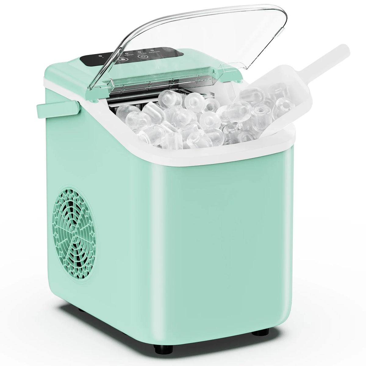 JHK Small Portable Ice Machine Countertop Ice Maker with Scoop Basket and Handle 9 Ice Cubes Ready in 6 Mins 26.5Lbs in 24Hrs for Home Kitchen Party