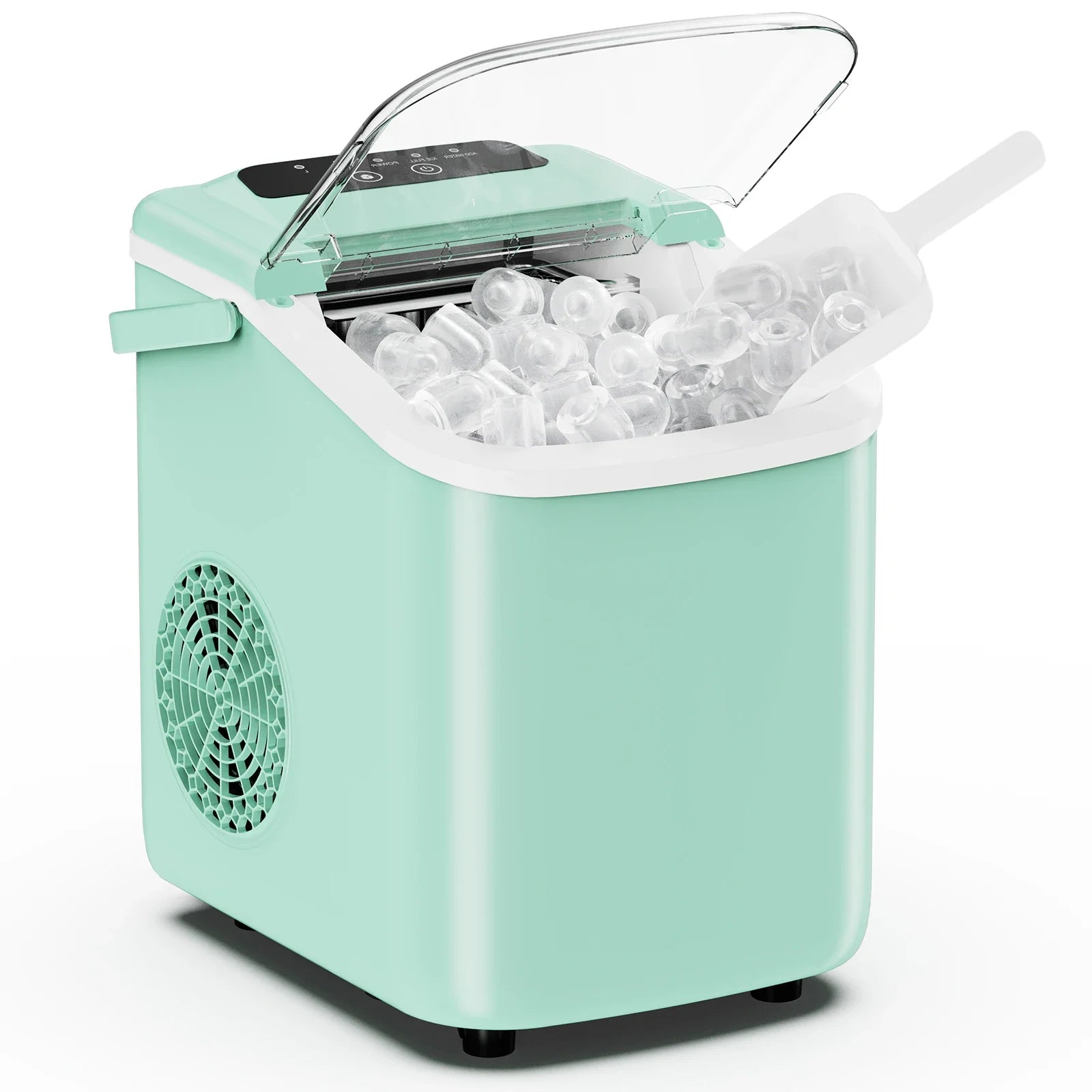 JHK Small Portable Ice Machine Countertop Ice Maker with Scoop Basket and Handle 9 Ice Cubes Ready in 6 Mins 26.5Lbs in 24Hrs for Home Kitchen Party
