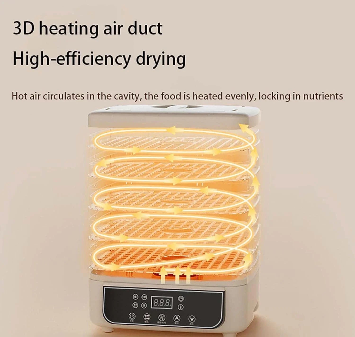 5-Layer Household Dry Fruit Machine Food Dryer Fruit Vegetable Snack Freeze-Drying Machine Adjustable Temperature Touch Control
