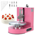 Cake Decorating Machine, Cake Cream Spreading Coating Smearing Machine, Low Noise Cake Frosting Machine, Turntable with Adjustable Scraper, for 4 to 12 Cake, 25-320RPM Rotating Speed, Pink